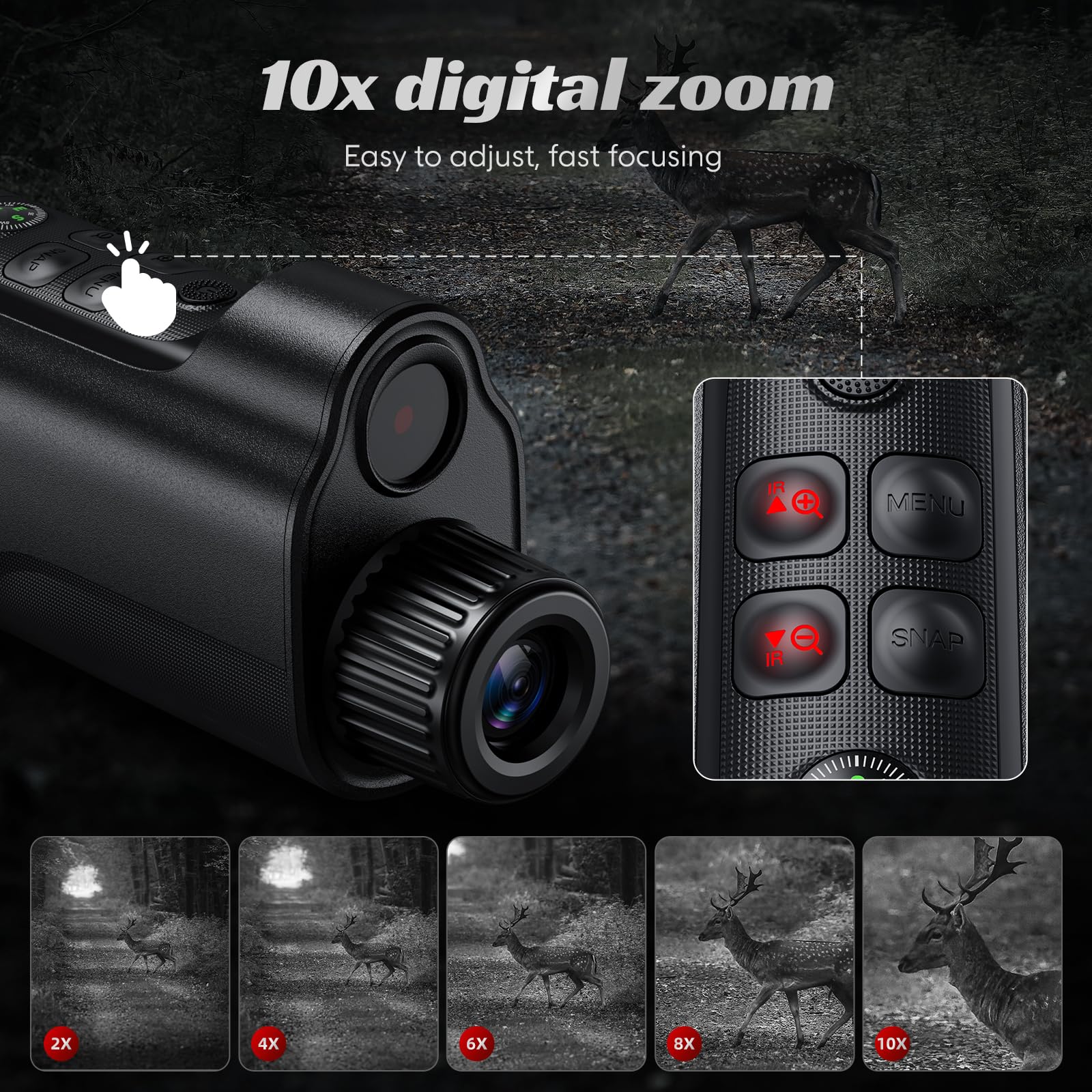 EMEBAY Vision Nocturne Monoculaire 1080P Carte 64Go, Lunettes Numériques