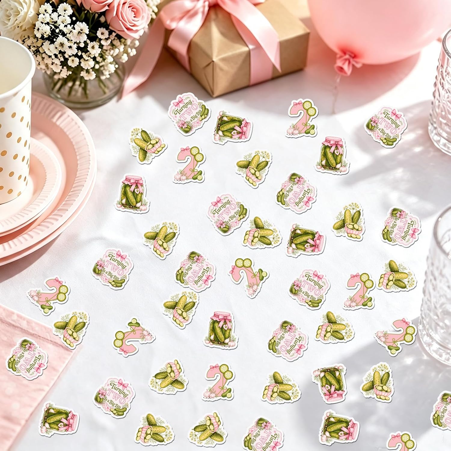 200Pcs Turning Two Is a Big Dill Confetti Pickle Birthday Decor image 4