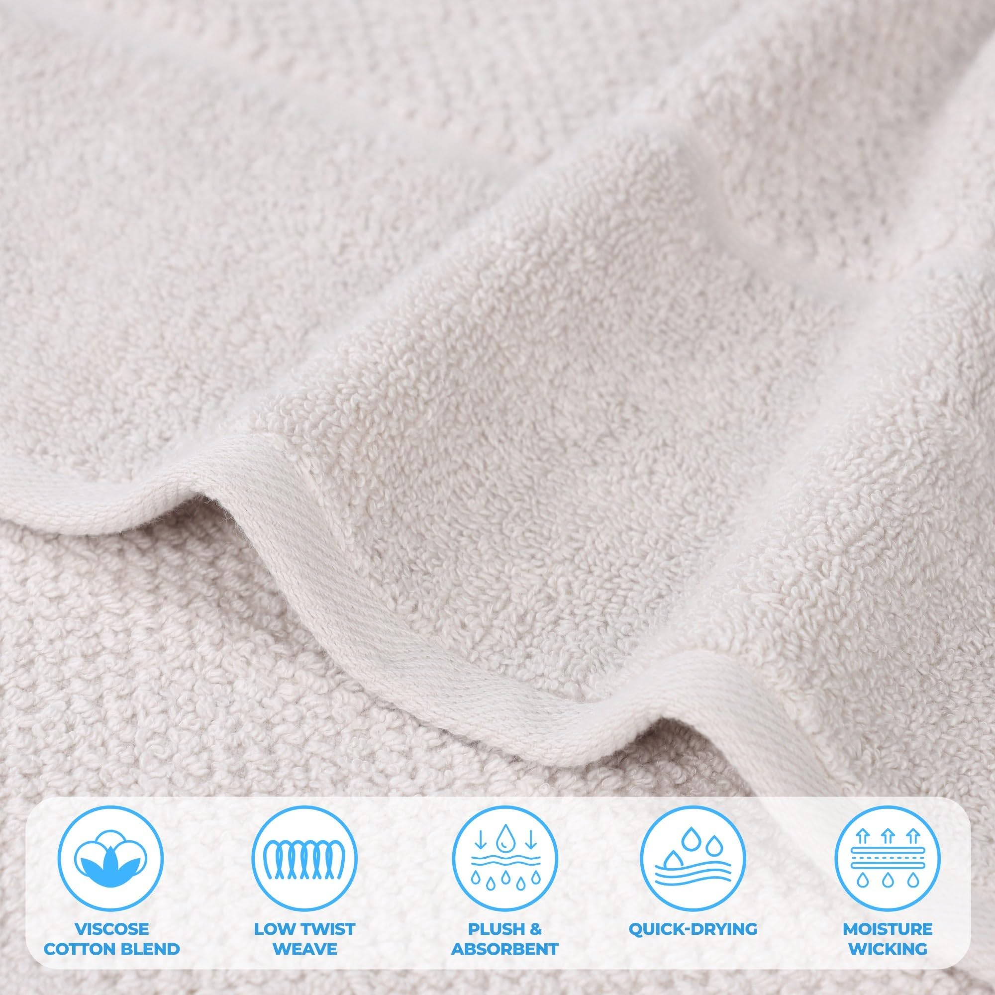 Superior Mile Smart Twist - Toallas pequeñas de algodón de peso medio, para cocina, baño, ducha, spa, felpa, secado rápido, esenciales ultrasuaves, detalle de borde, toallas faciales, juego de 12,