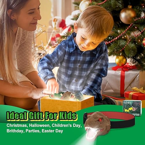 Miniatura 30 de Linterna de dinosaurio para niños, linterna LED, rugido y modo silencioso, juguetes de dinosaurio T-Rex para niños de 3-5, 4, 6, 5, 7, 6, 8,