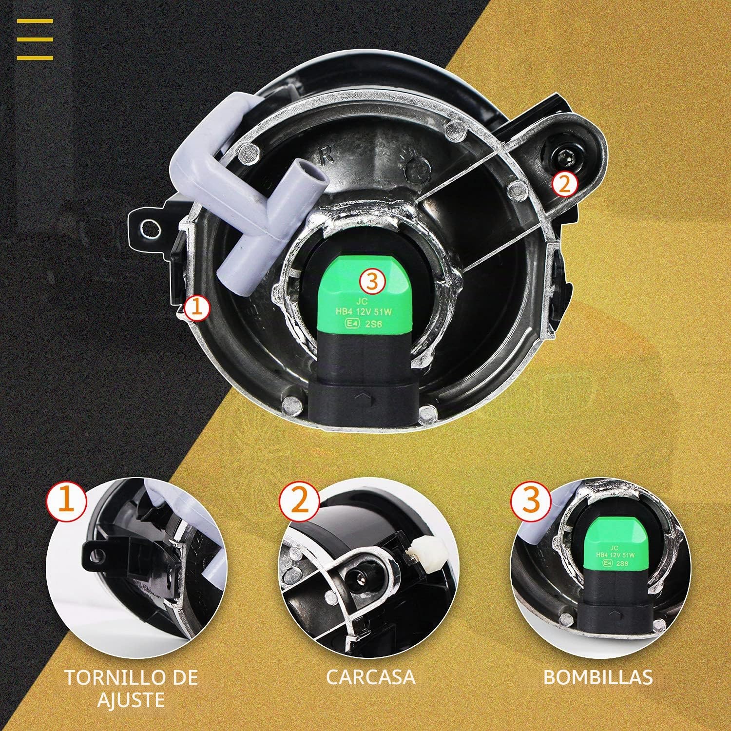 Faros antiniebla para BMW 3 Serie (HB/SDN/WGN) (E46) (E46) 2001-2005/3 Series (CPE/CONV) (E46) 2001-2006/5 Series (E39) 2001-2004. (lentille fumée)