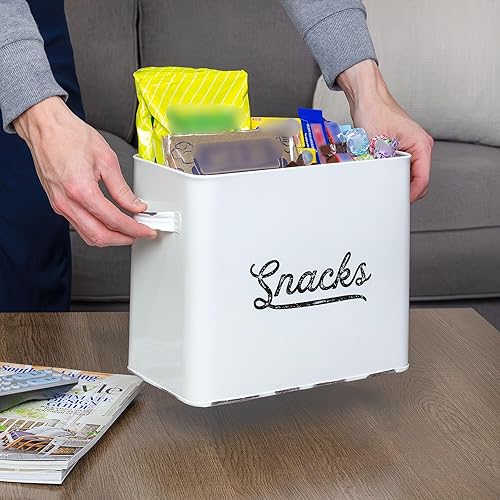 Vista 4 de AuldHome Design Contenedor rústico para aperitivos, esmaltado blanco, perfecto para aperitivos de una sola porción