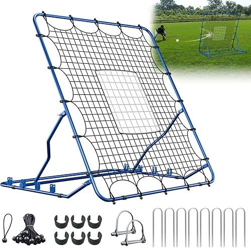 Red de rebote de béisbol de 4 x 4.5 pies  4 ángulos ajustables  Rebotador de béisbol Softbol Voleibol  1 zona de golpe  Se adapta a entrenador de