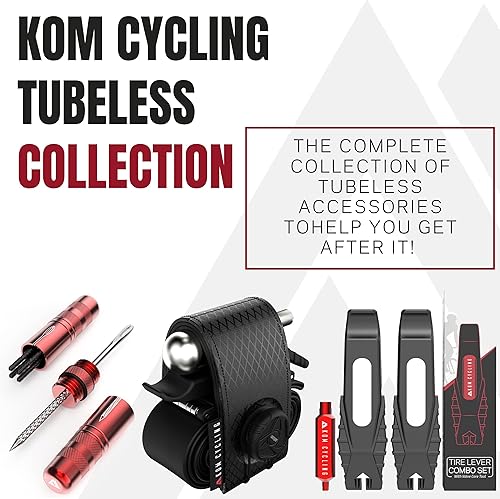 Miniatura 7 de KOM Cycling Jeringa de inyector de sellador sin cámara y herramienta de extracción de núcleo de válvula Presta y kit de reparación sin cámara