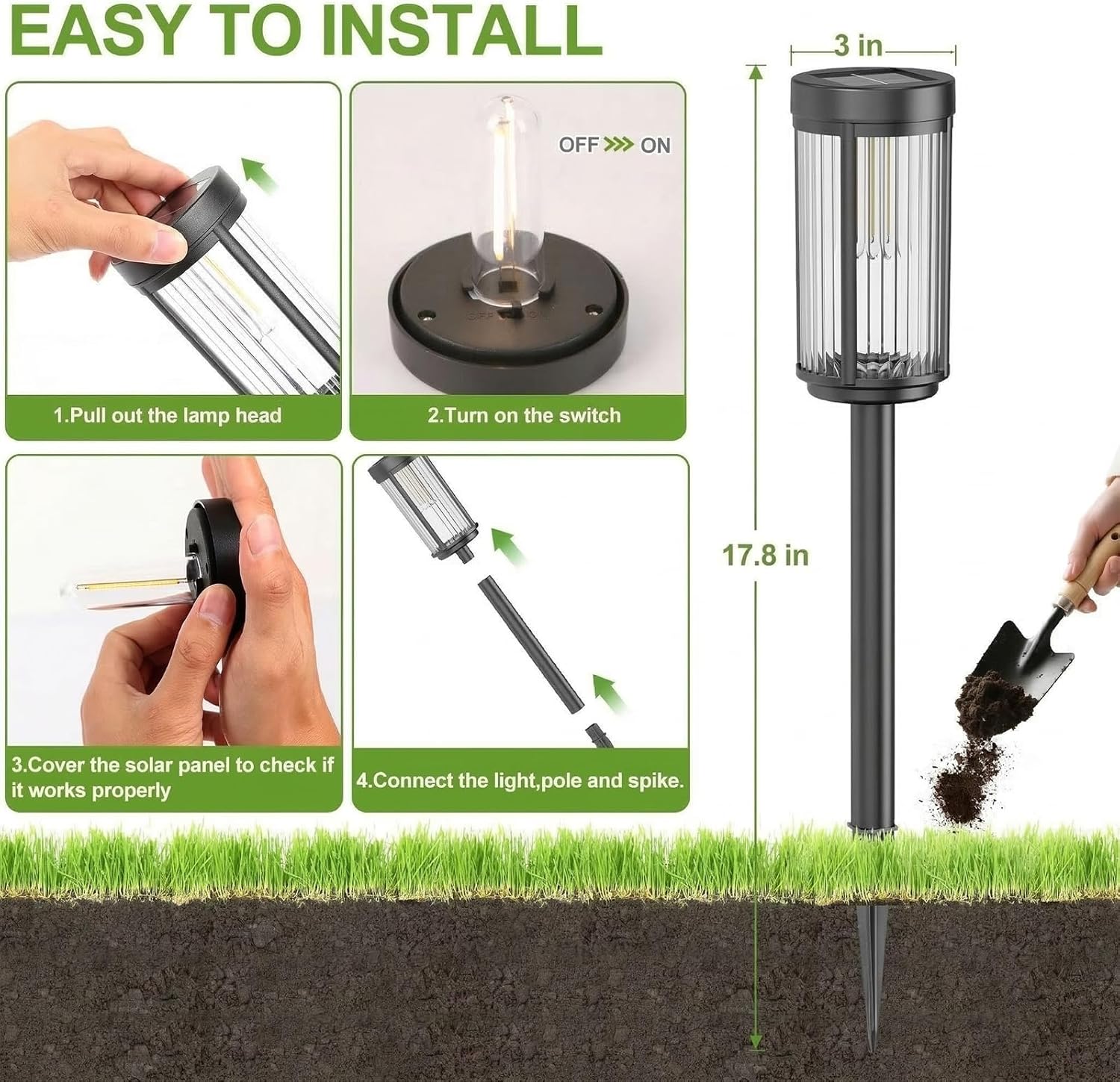 Sparkblaze 12 Pack Solar Garden Lights Outdoor, Decorative Solar Pathway Lights for Yard Auto On/Off Landscape Lighting for Walkway, Lawn, Garden, Waterproof Solar Stake Lights. (12, Warm White)