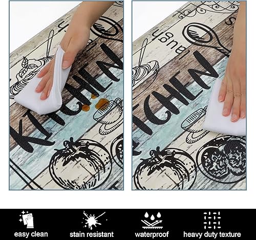 Miniatura 5 de HEBE Juego de 2 tapetes de cocina gruesos antifatiga para acolchados, impermeables, antideslizantes, cómodos tapetes de chef para fregadero de