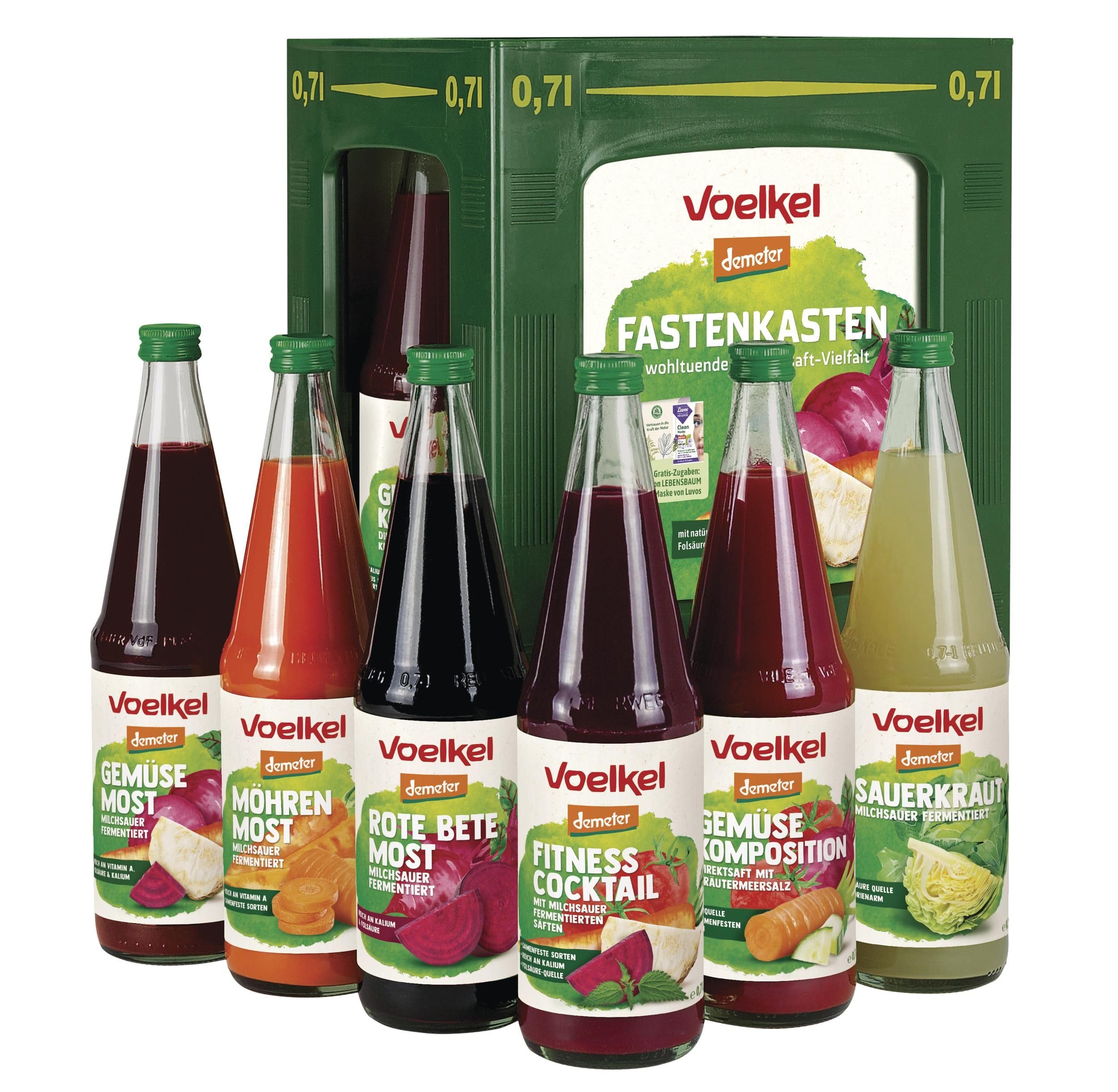 Voelkel Fastenkasten - 6x0,7l Gemüsesäfte zum Fasten - mit Anleitung