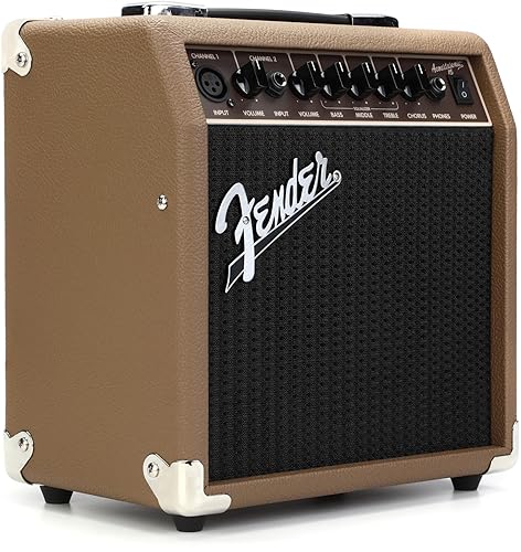 Fender Acoustasonic Guitar Amp for Acoustic Guitar, 15 Watts, with 2-Year Warranty 6 Inch Speaker, Dual Front-Panel inputs, 11.5Hx11.19Wx7.13D Inches, Tan