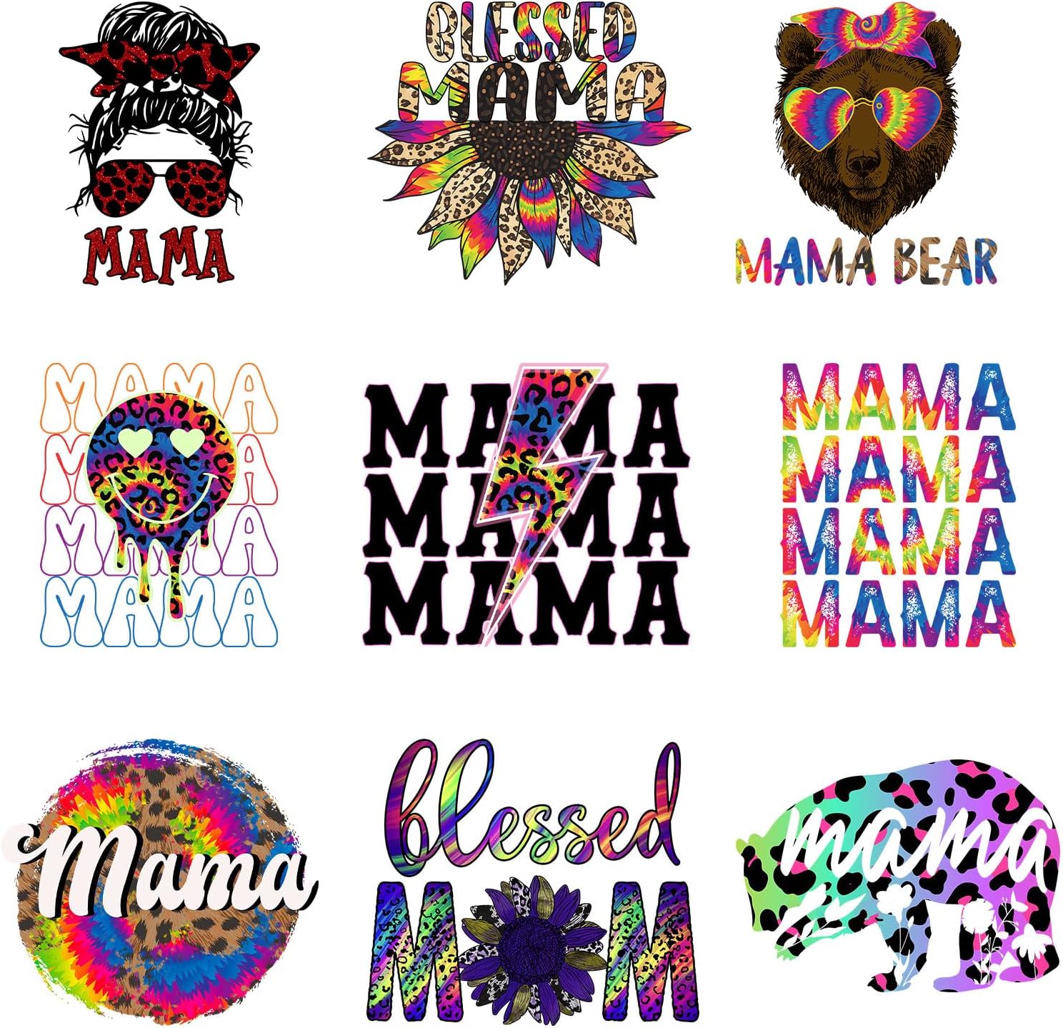 9pcs Dog Mom Iron on Transfer Patches for Clothing DIY Washable Iron on Stickers for Clothes Heat Transfer Vinyl Decals Appliques