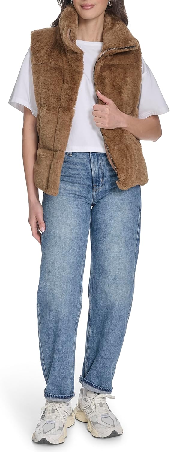 Champion womens Faux Fur Stand Collar Vest - Image 4