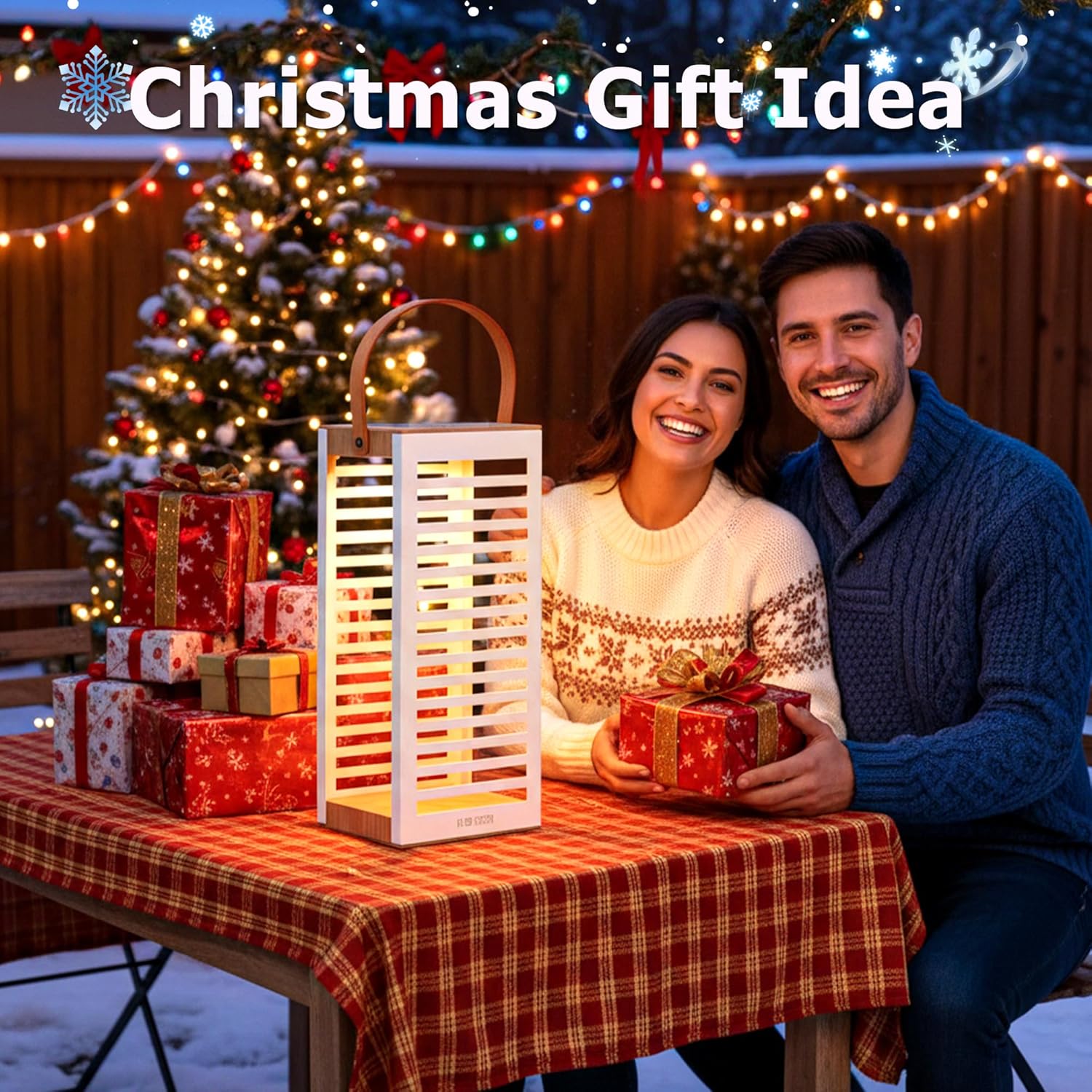 Solar Lantern with Handle - Outdoor Metal Solar Light (7.87×19.69"), Waterproof & Rustproof, 8H Auto-On Warm White Light, Portable for Patio, Porch, Balcony & Garden Decor(White)