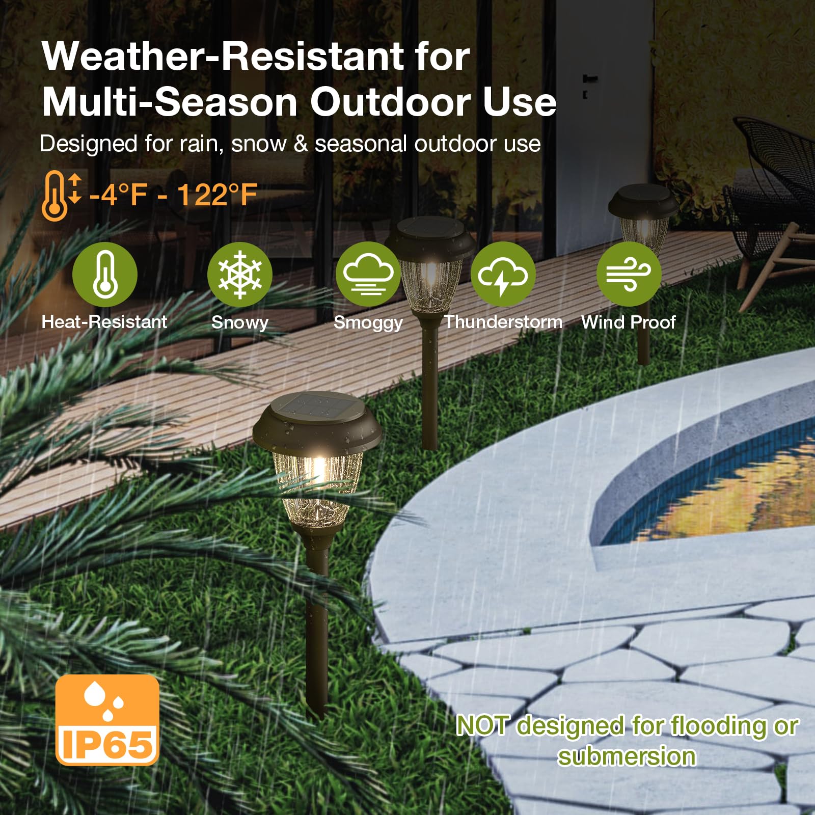 XMCOSY+ Solar-Wegeleuchten – 6 Stück Gartenleuchten Solar Powered Wasserdicht IP65, 10/25 LM Warmweiß LED Bubble Glass Auto On/Off, Solarleuchten Außen Dekorativ für Hofweg Auffahrt Gehweg Rasen