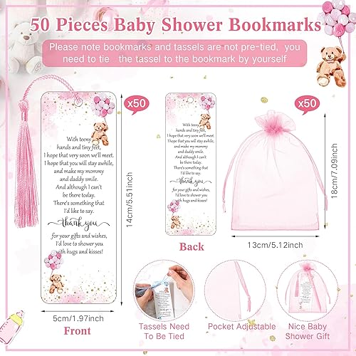 Miniatura 8 de Geyoga 50 juegos de marcadores para baby shower, 50 bolígrafos para baby shower, 50 marcadores y bolsas de organza, regalos para invitados, premios