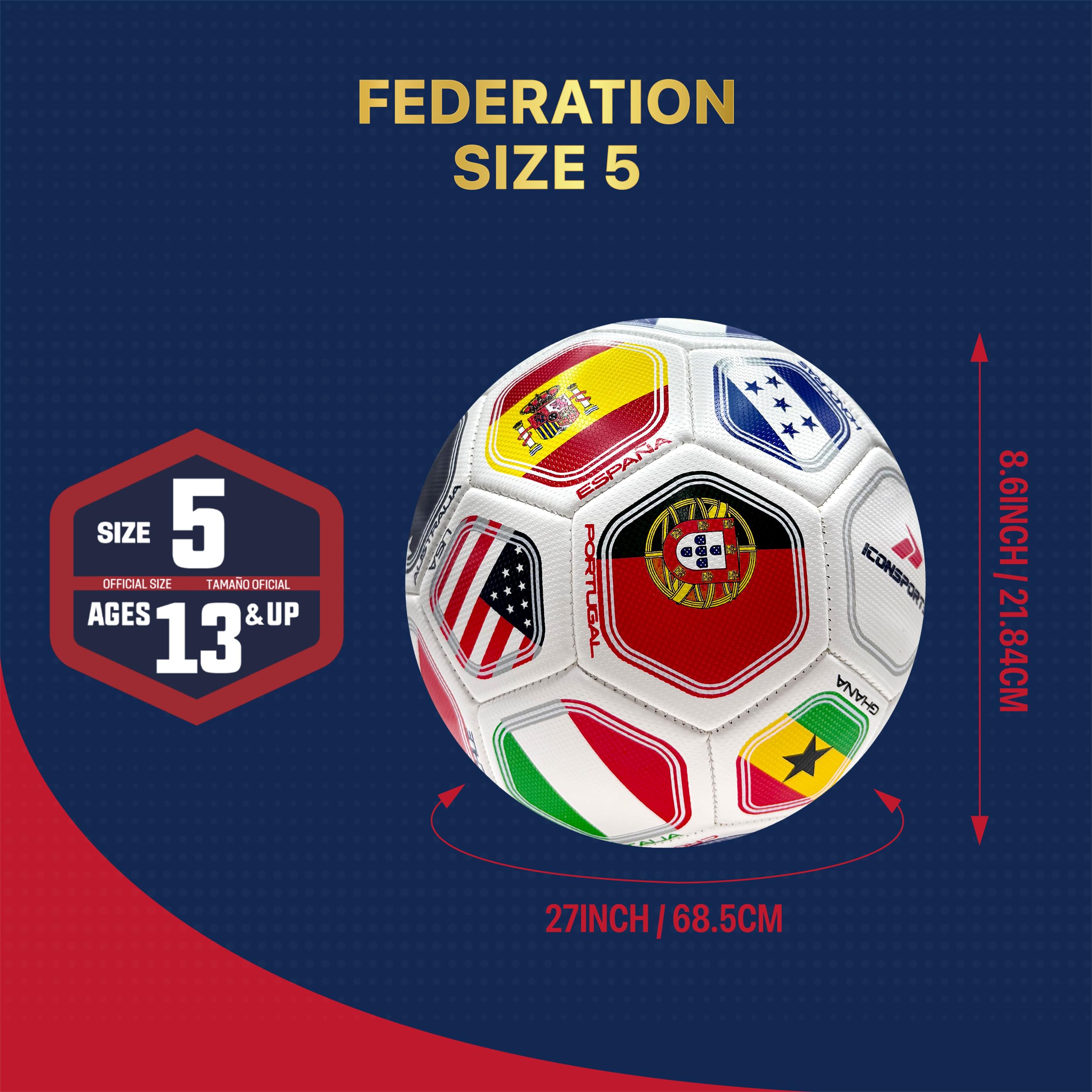 Icon Sports Officially Licensed World Soccer Ball - Size 5 - 4