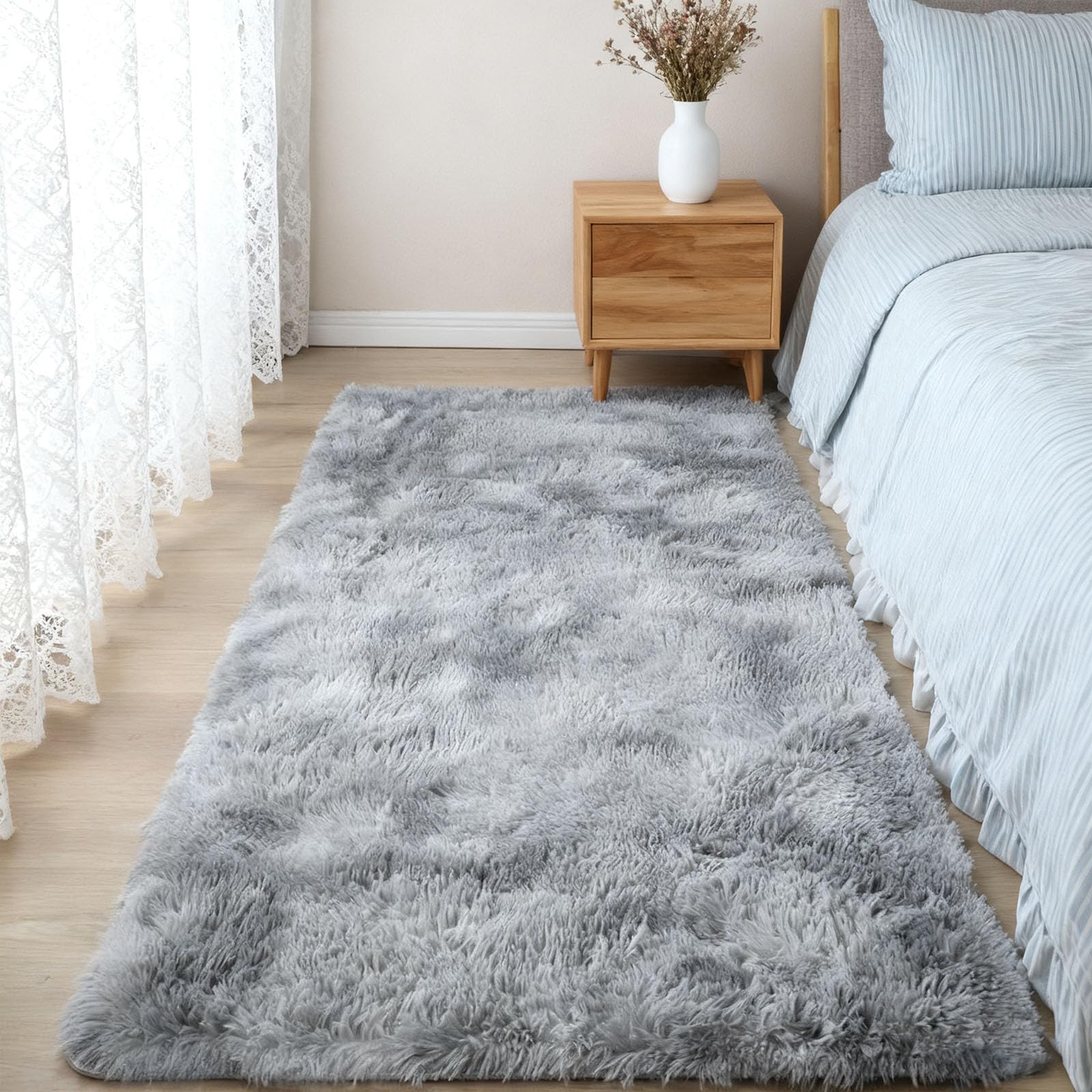 Dywan antypoślizgowy 170 x 230 cm – dostosowywany jasnoszary chodnik do sypialni, jadalni, przedpokoju i salonu - miękki, trwały, nowoczesny design