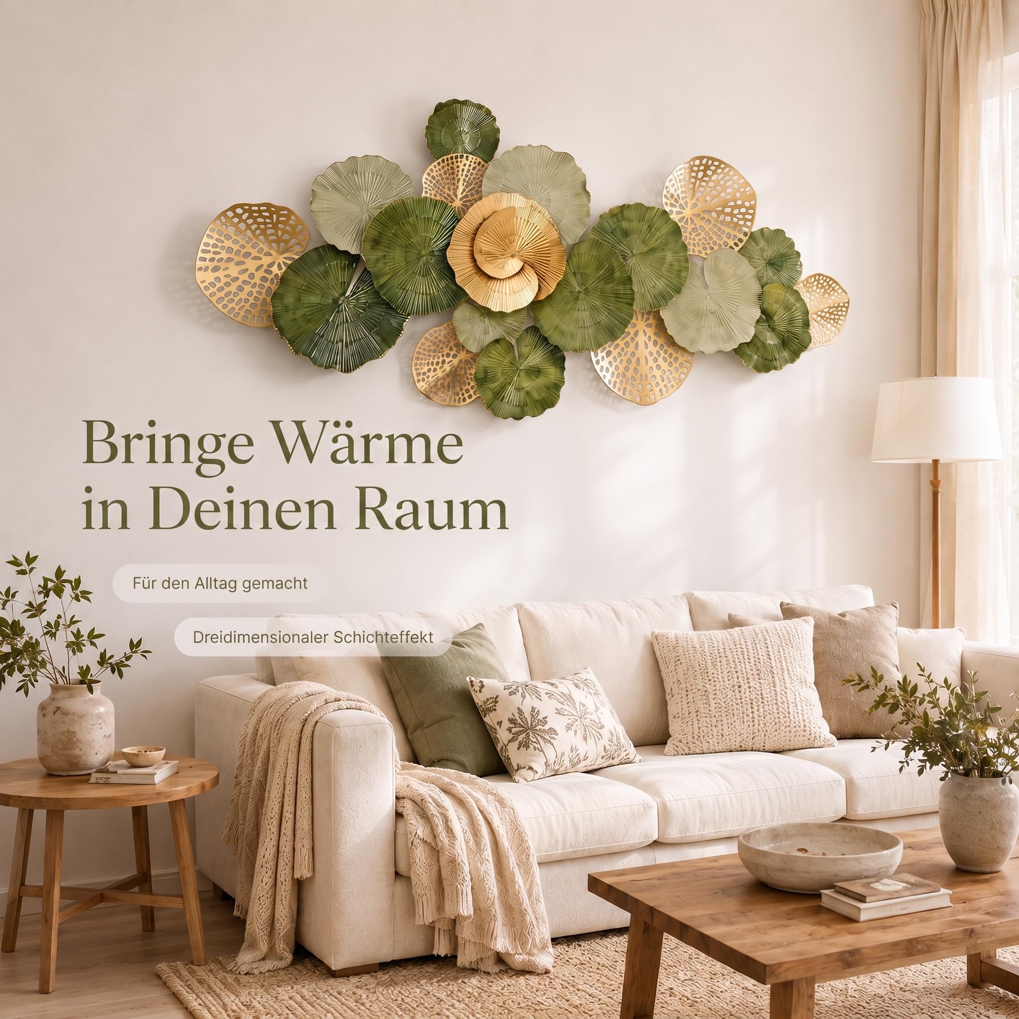 Wanddeko Metall,Große Wohnzimmer Wanddeko im 3D Design