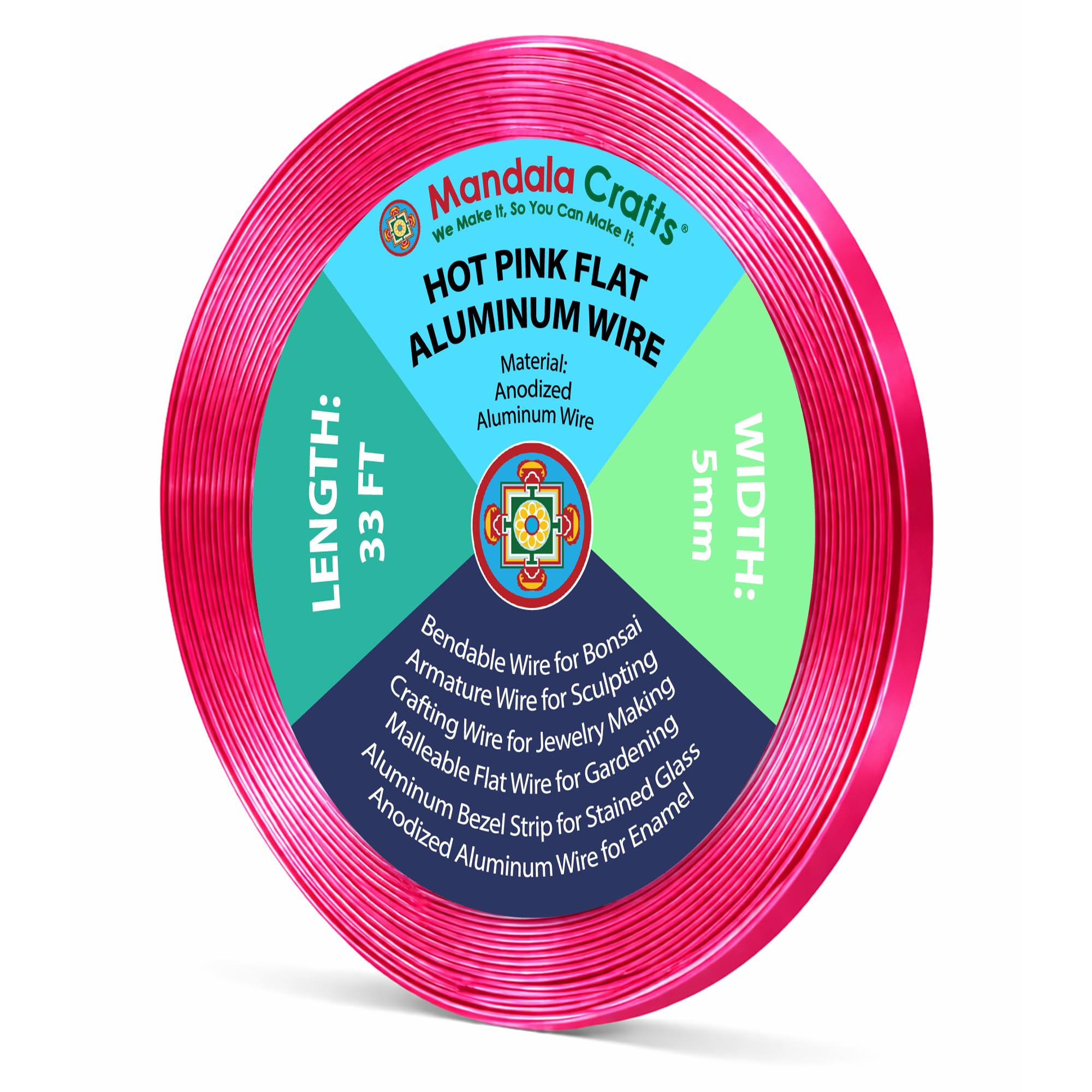 Mandala Crafts 5mm Hot Pink Flat Aluminum Crafting Wire for Sculpting