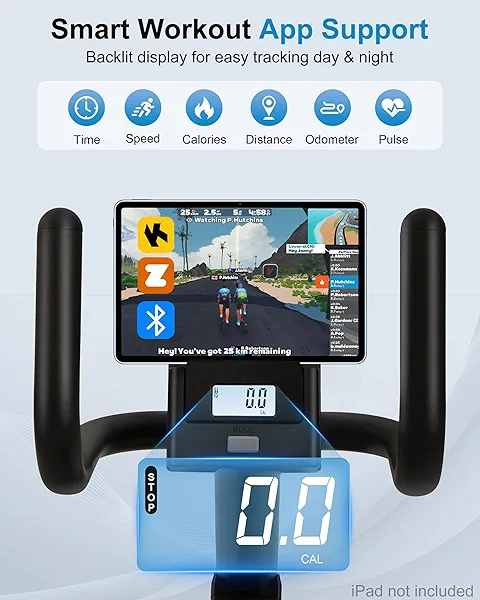ECHANFIT Recumbent Exercise Bike for Home - 380LBS Weight Capacity, Exercise Bike with Smart Workout APP, 16-Level Magnetic Resistance, Backlit Display, Comfortable Seat