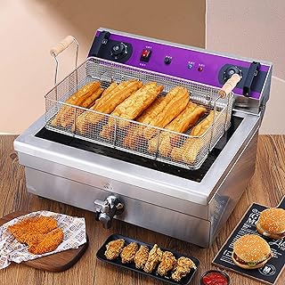 Electric Deep Fat Fryer Commercial Countertop Stainless Steel Chip Fryer French Fries, With Removable Basket And Professional Heating Element, For Home Commercial Stainle（Style2）