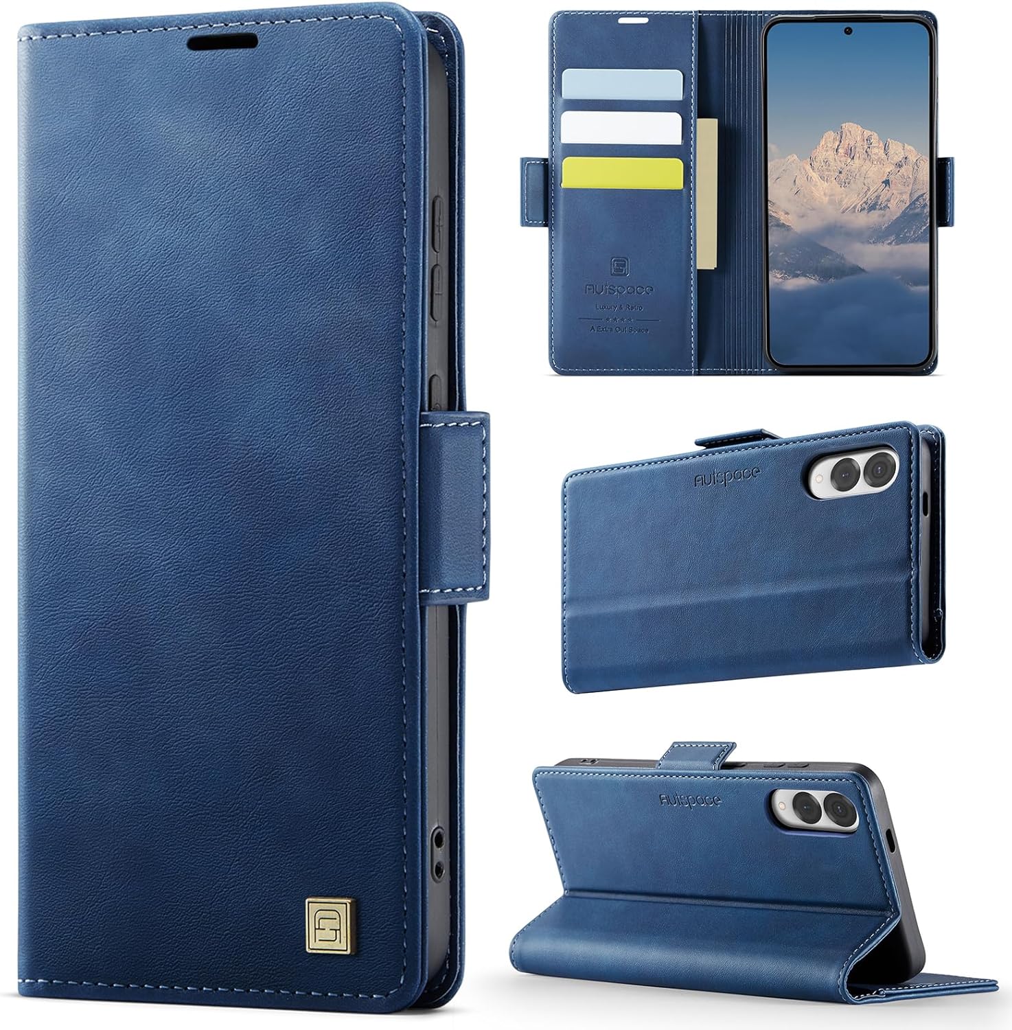 coque Samsung s25 Edge – Coque pour Samsung Galaxy S25 Edge 5G, (blocage RFID) Premium PU Cuir Portefeuille Flip Case Cover pour Samsung Galaxy S25 Edge, Bleu
