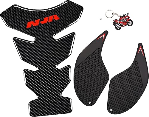 Adhesivo de vinilo de fibra de carbono real para motocicleta, almohadilla de tracción lateral de tanque de motocicleta, calcomanía antideslizante,