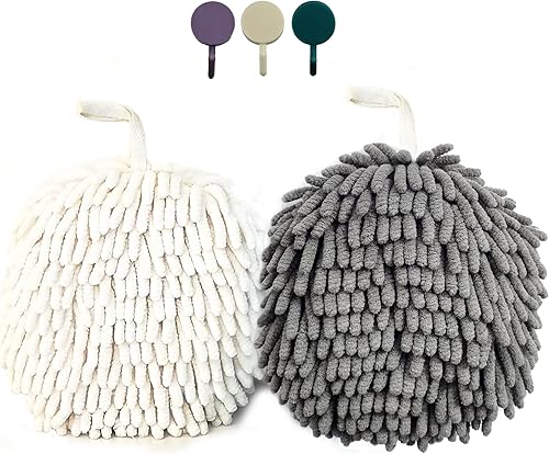 ACOCPOL Toallas colgantes de microfibra suaves de secado a mano para baño decorativas reutilizables esponjosas esponjosas con forma de bola lindas