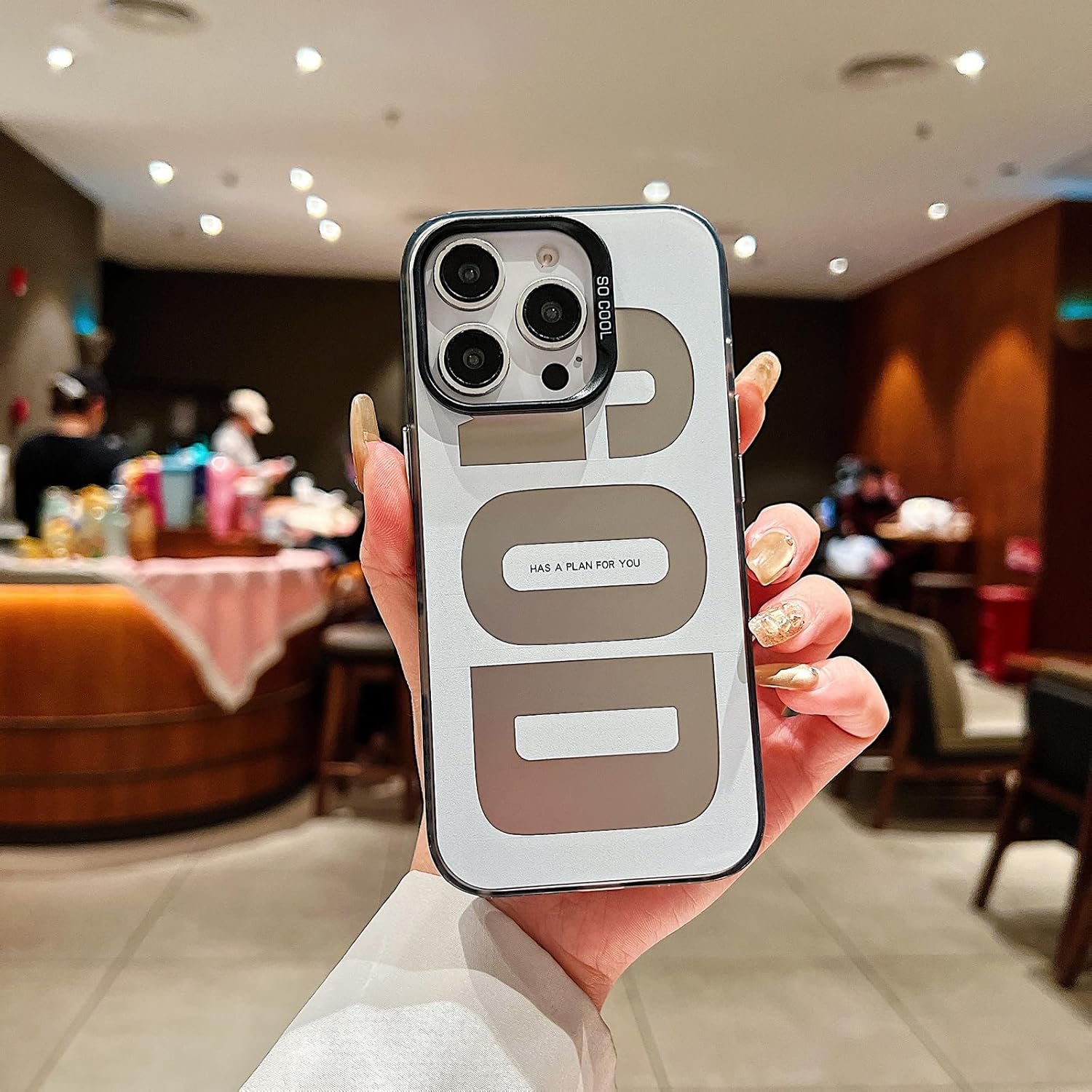Compatible with iPhone 16 Pro Max Case,Cute Letter Pattern“GOD”Aesthetics Design for Girls Women and Men,Soft TPU Shockproof Protective Designed for iPhone 16 Pro Max-Black