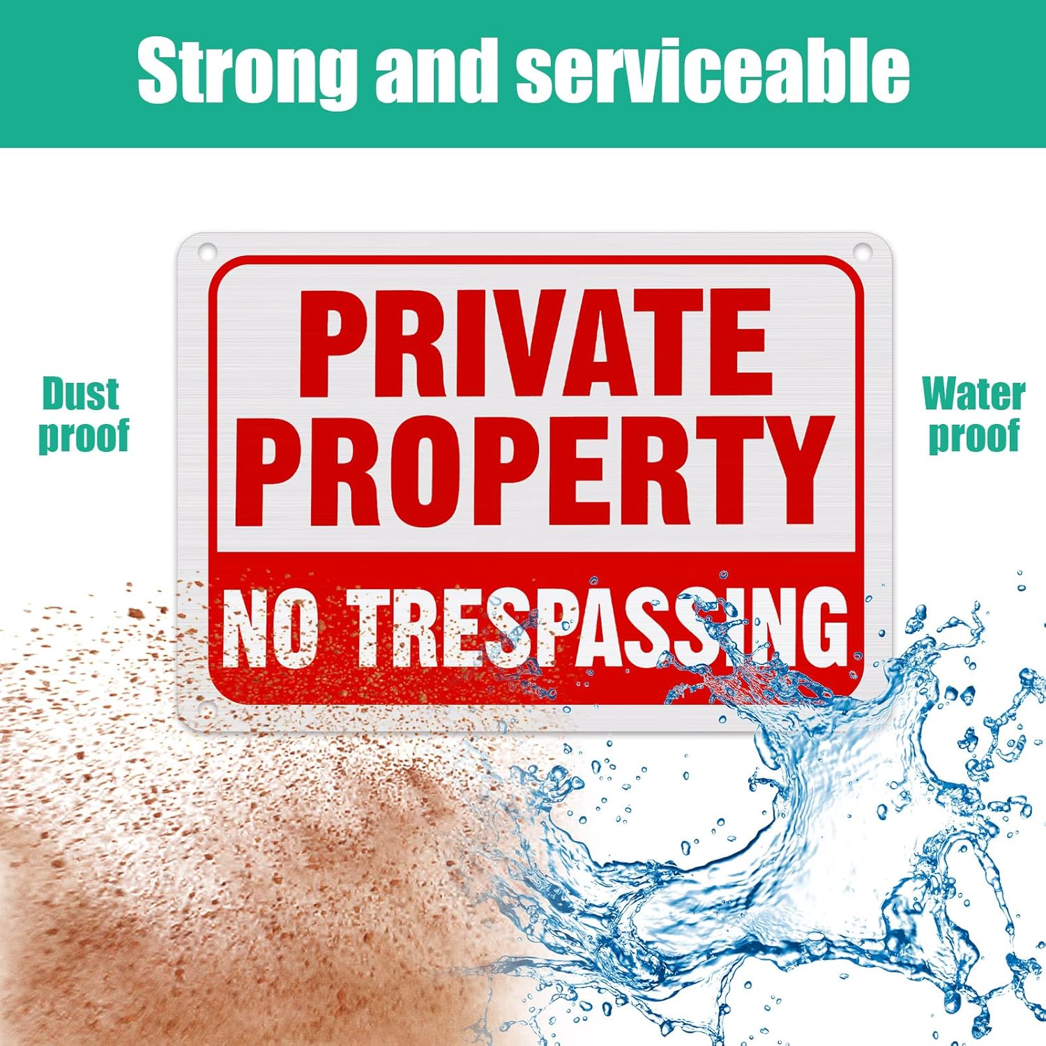 Yaocom 24 Pcs No Trespassing Signs Private Property Metal Reflective Aluminum No Trespassing Sign Weatherproof Warning Signs for Property Security Outdoor Yard Home, 7 x 10 Inch (Red, White)