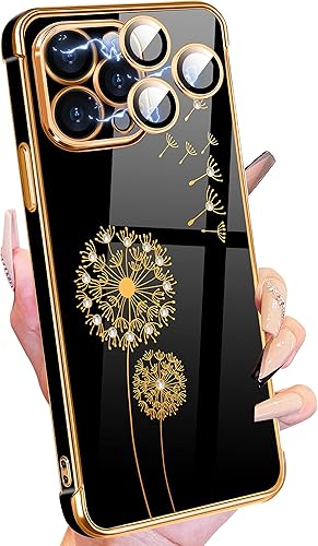 Miniatura 1 de Petitian Funda para iPhone 14 Pro Max, bonita funda para iPhone 14 Pro Max, diseño de diente de león con purpurina brillante para mujeres y niñas,