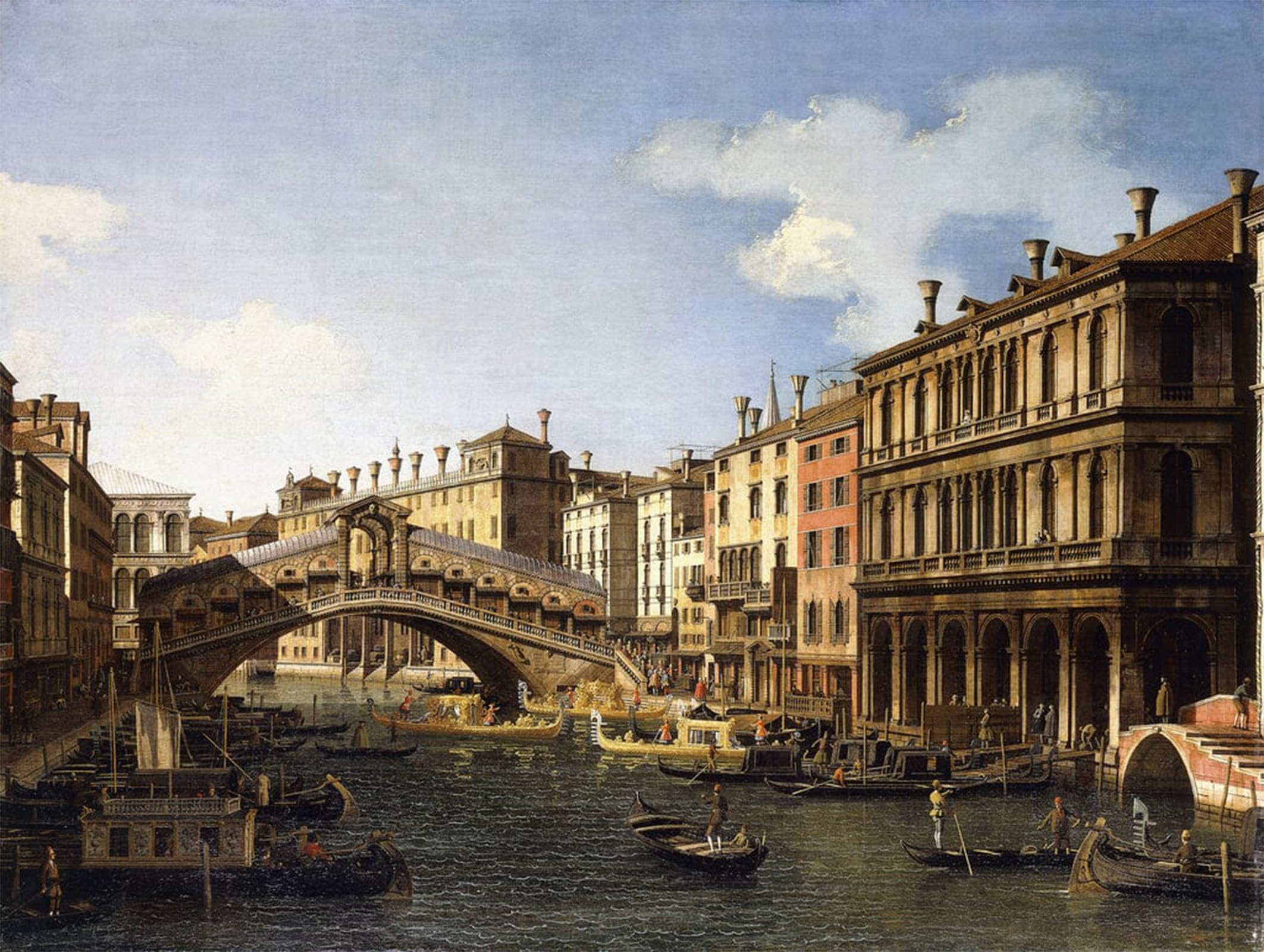 POSTERIIk Famous Modern Artwork Art Mural The Rialto Bridge Venice by Antonio Canal Oil Paintings Pictures for Home Decor 60x90cm