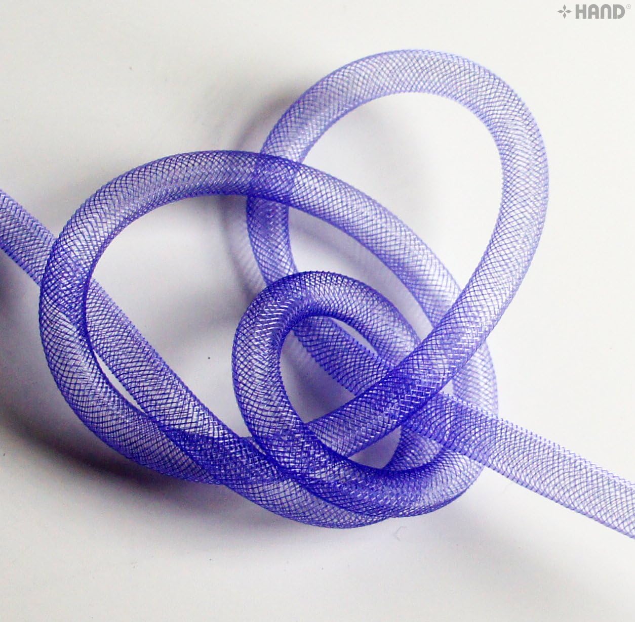 HAND Elastic Lightweight Millinery Tubular CRIN Assorted Plain Colours Trim - Diameter 8 mm, appx 30 Meters per Pack (Purple)