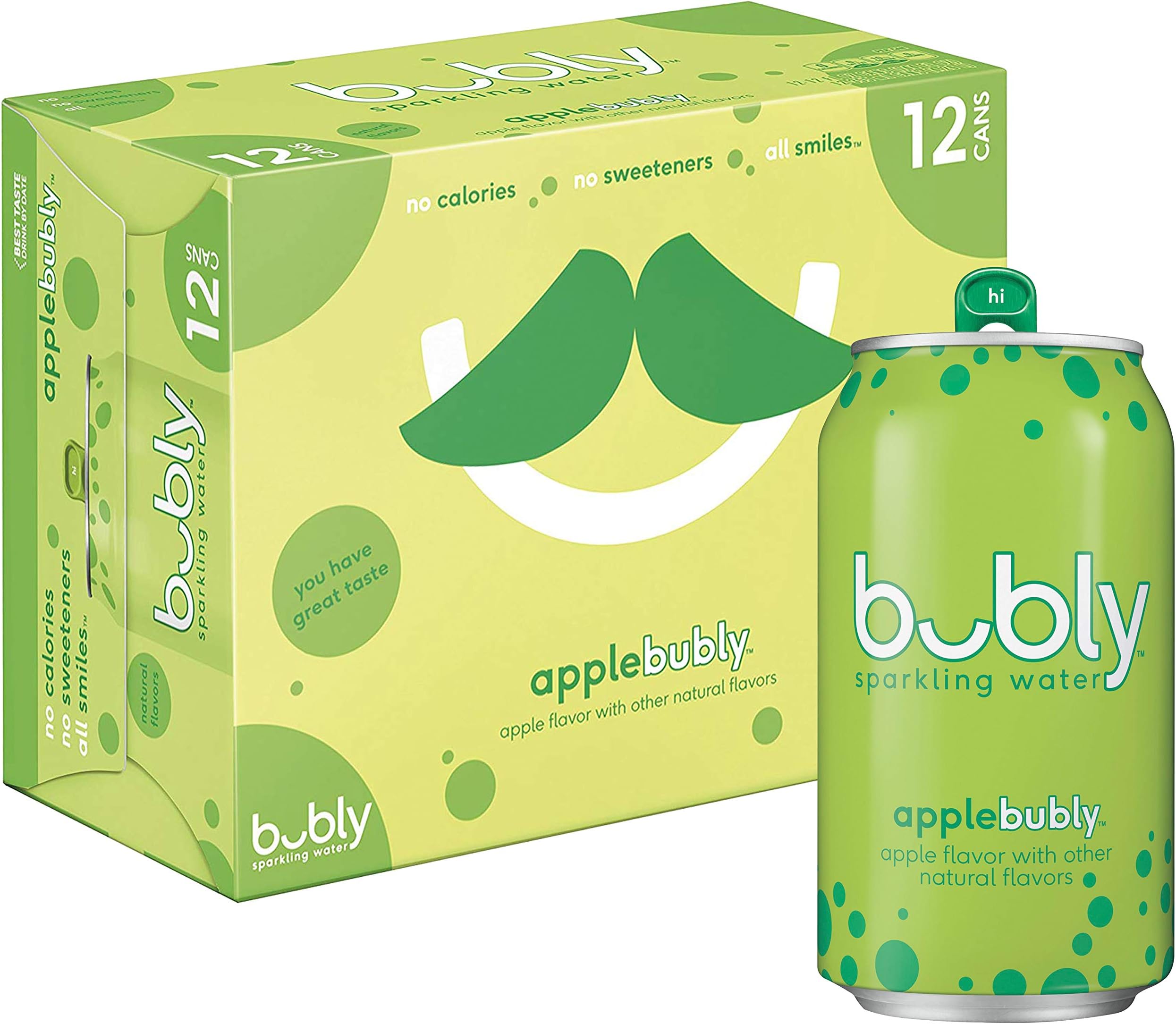 Bubly Sparkling Water, Apple, 12 Fl Oz (Pack of 12)
