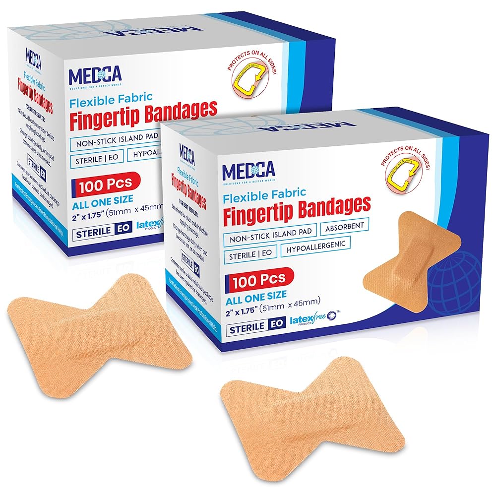 Flex Fabric Adhesive Bandages - Finger-Tip Bandages for Finger Care and to Protect Wounds from Infection - (200 Count)