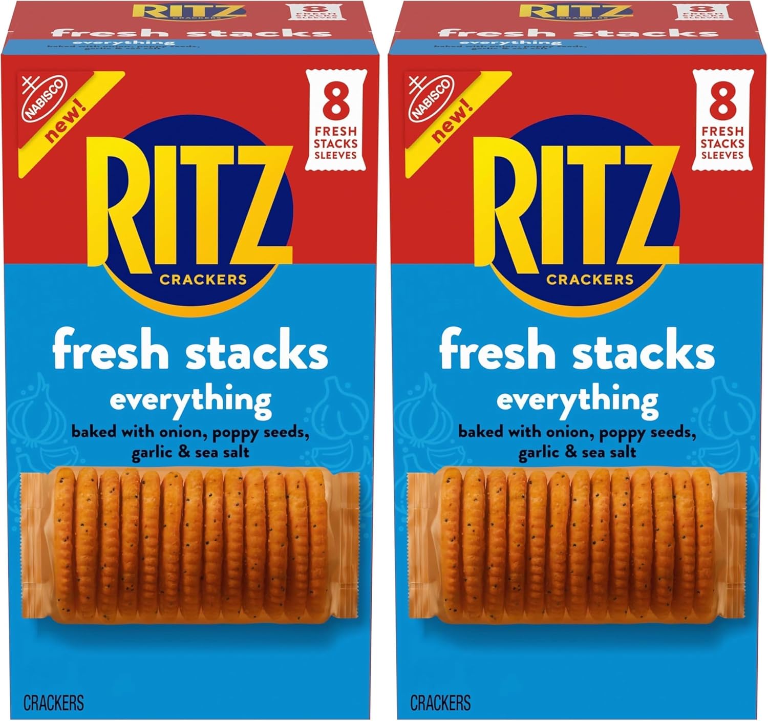 Galletas RITZ Fresh Stacks Everything Crackers, 11.8 oz (Pack de 2)
