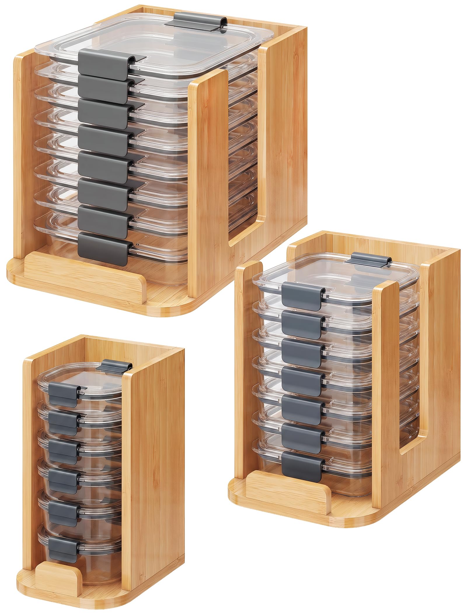 Lid Organizer for Rubbermaid Brilliance, Bamboo, 3-Pc Set