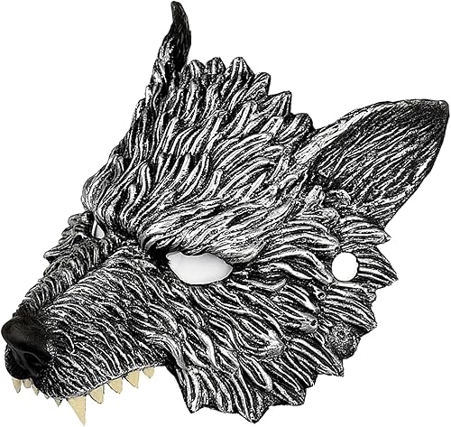 Miniatura 3 de JOYFISCO Máscara de lobo para Halloween, media cara, máscara de hombre lobo, para fiesta de máscaras, cosplay, disfraz