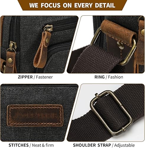 Miniatura 3 de JackChris Bolso bandolera de lona para hombre bolso cruzado para el trabajo negocios