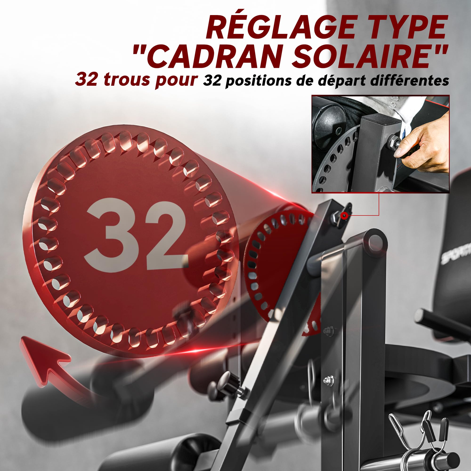 SPORTNOW Machine d'extension de jambe, étirement des jambes, capacité 120 kg, multifonction équipement banc de musculation pour gym, entraînement des hanches, cuisses et bas du corps acier noir