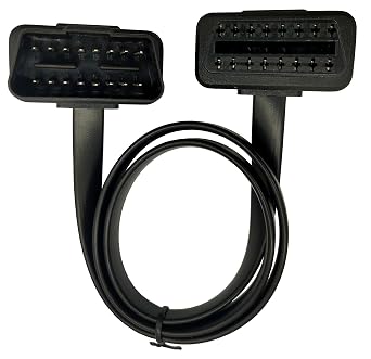 OBD2 Extension Cable, OBD 2 OBD II 16 Pin Male to Female Flat Ribbon Extender Cord Adapter for Car Auto OBDII Code Scan Tools, Diagnostic Reader 60cm/2Feet