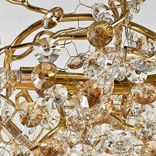 Miniatura 11 de Candelabro moderno de rama de árbol, 47.24 pulgadas, ramas de árbol de dinero, lámparas de cristal dorado, accesorios de iluminación colgantes