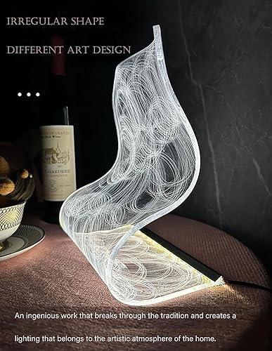 Miniatura 5 de Huazzzyi Lámpara de ambiente curvada creativa Cool Night Light Decoración futurista Luz de ondulación de agua Futurista Único Led Iluminación de