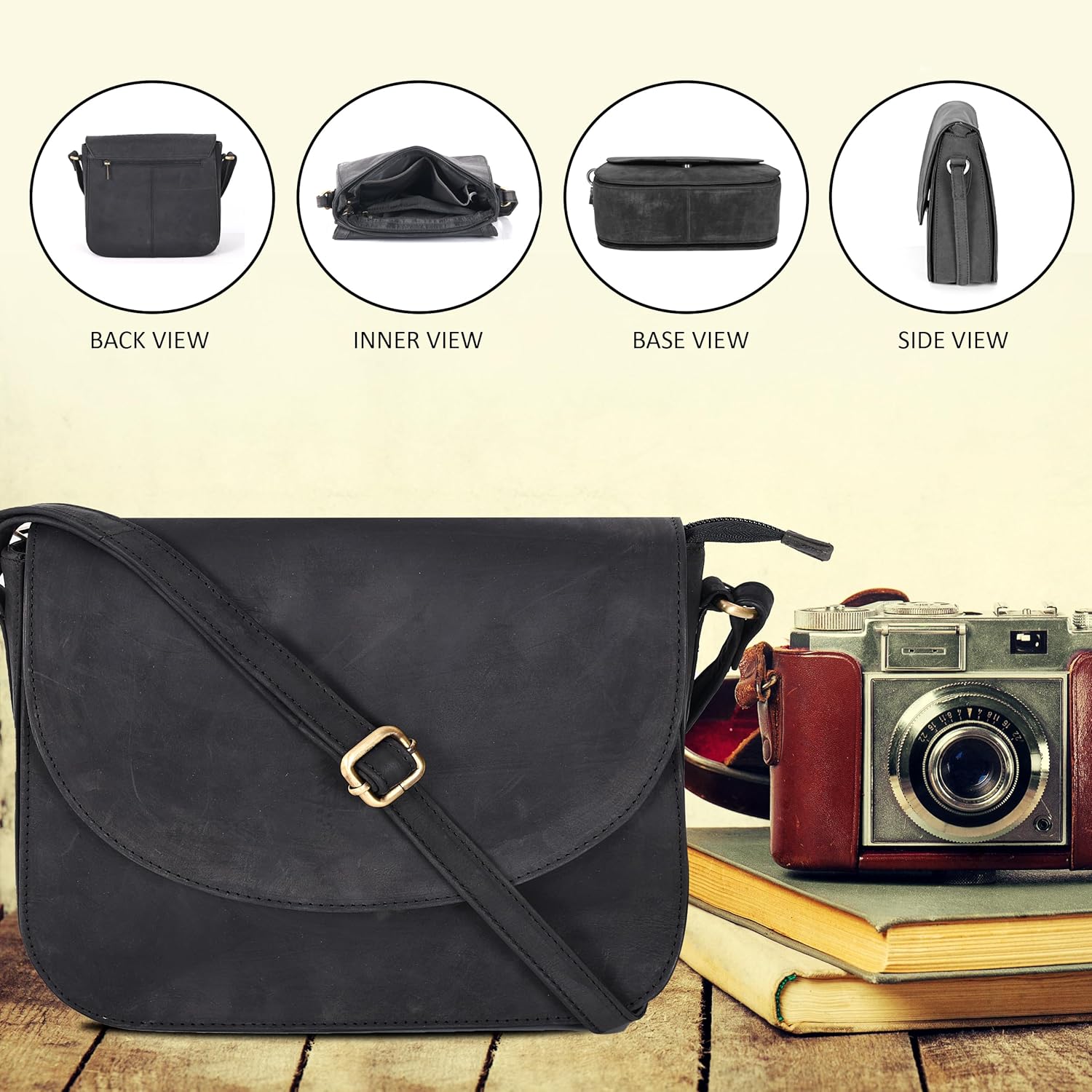 Genuine Leather Shoulder Crossbody Purse For Women with Adjustable Strap, Mobile Pocket & Outside & Inside Zipper - Image 5