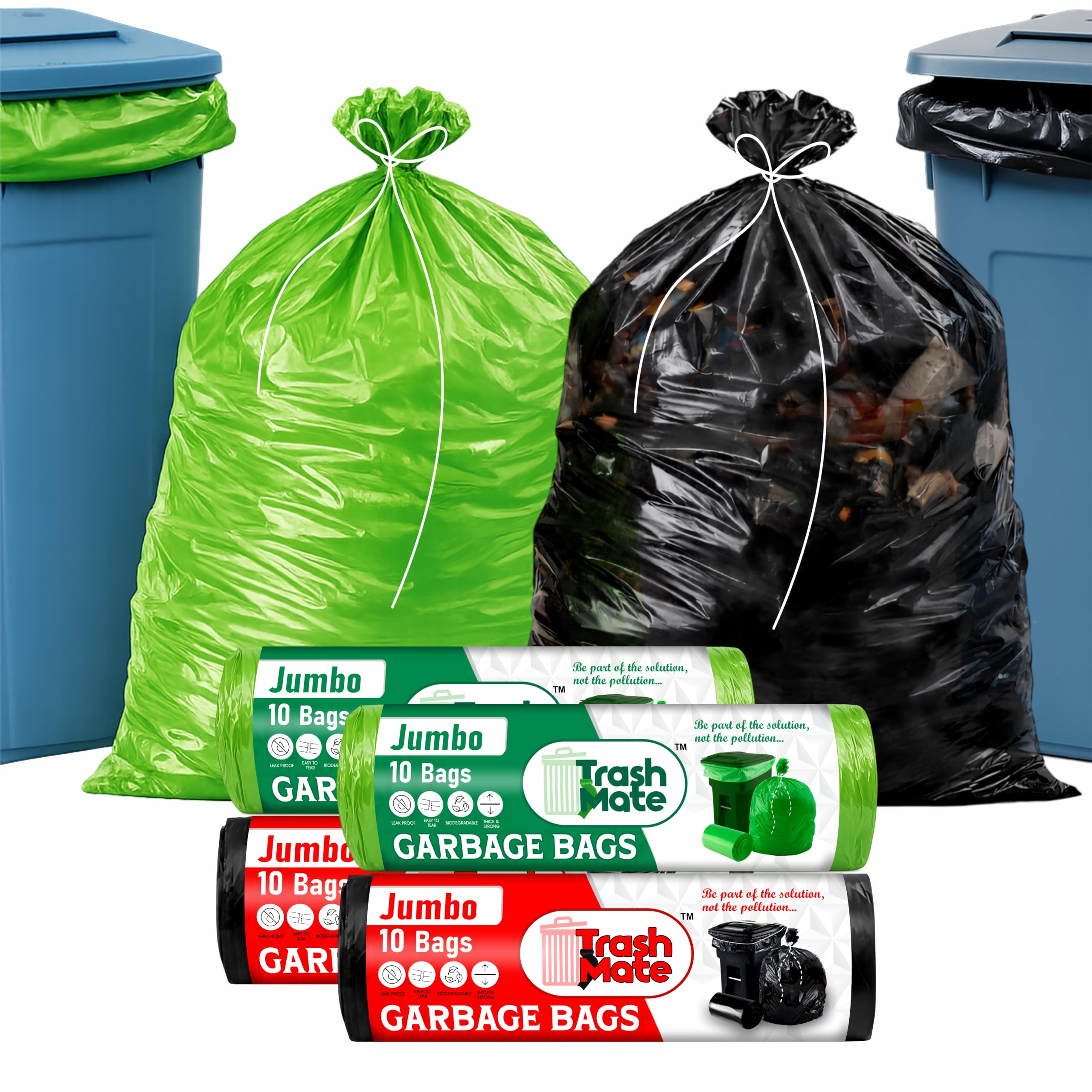 jumbo garbage bags | Heavy Duty (XXL) Size 36 X 48 Inches | 120 Liters (91 x 122 CM) | Heavy Duty Dustbin Bag/Trash Bag | 20 Green + 20 Black | 40 Bags (4 Rolls) | Strong, Leak Proof & Easy Tie-Thread-image-17
