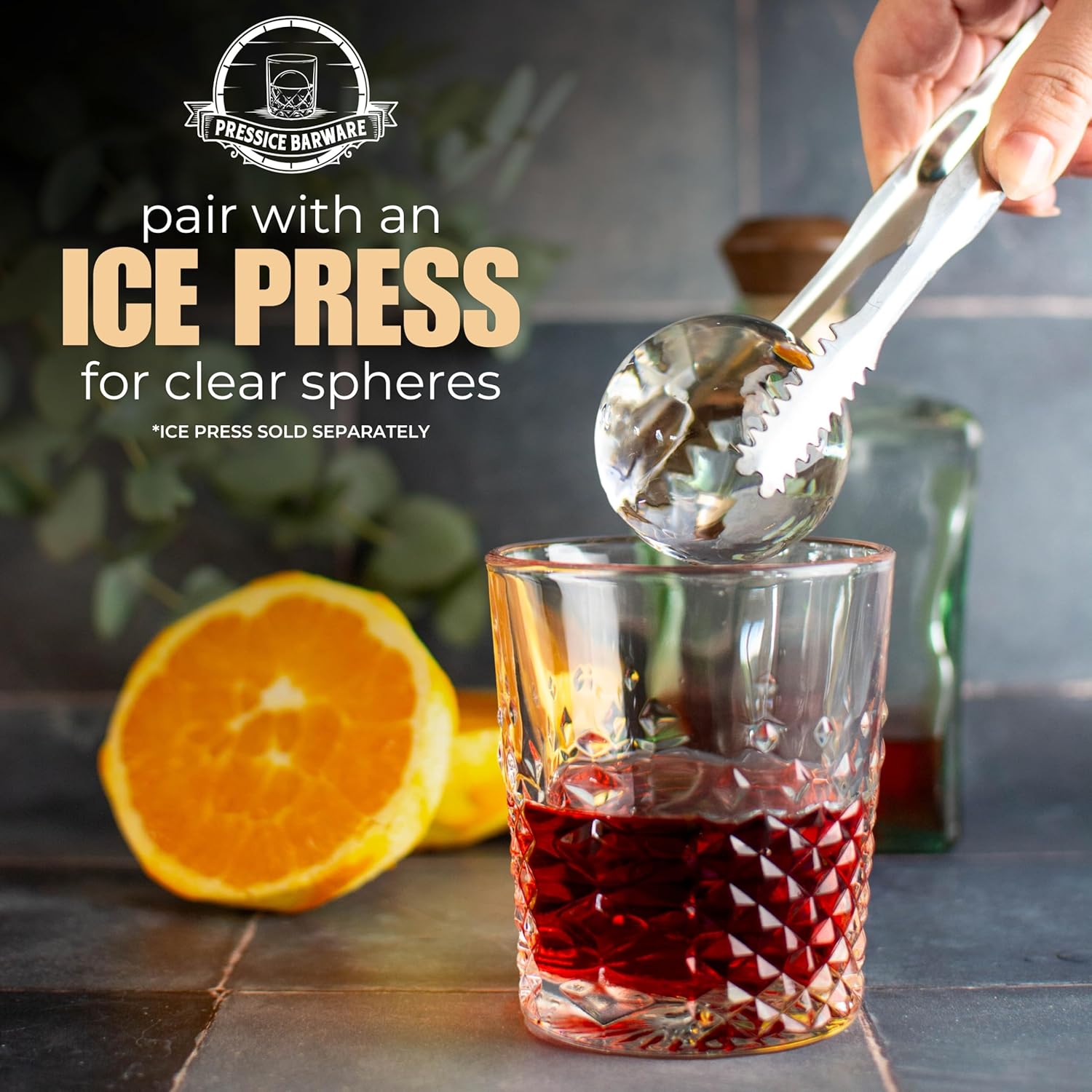 XL Clear Ice Maker - 2.5" Crystal Clear Cubes for Ice Presses - BPA-Free Silicone Square Mold - Whiskey Gifts for Men - ICE PRESS NOT INCLUDED