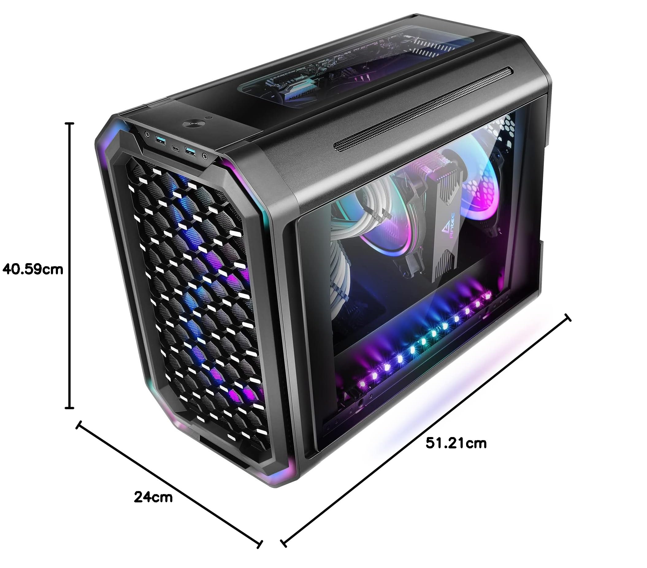 Antec Gamingowe pudełko Dark Cube Matx 2 x USB 3.0 bez czarnej fontanny
