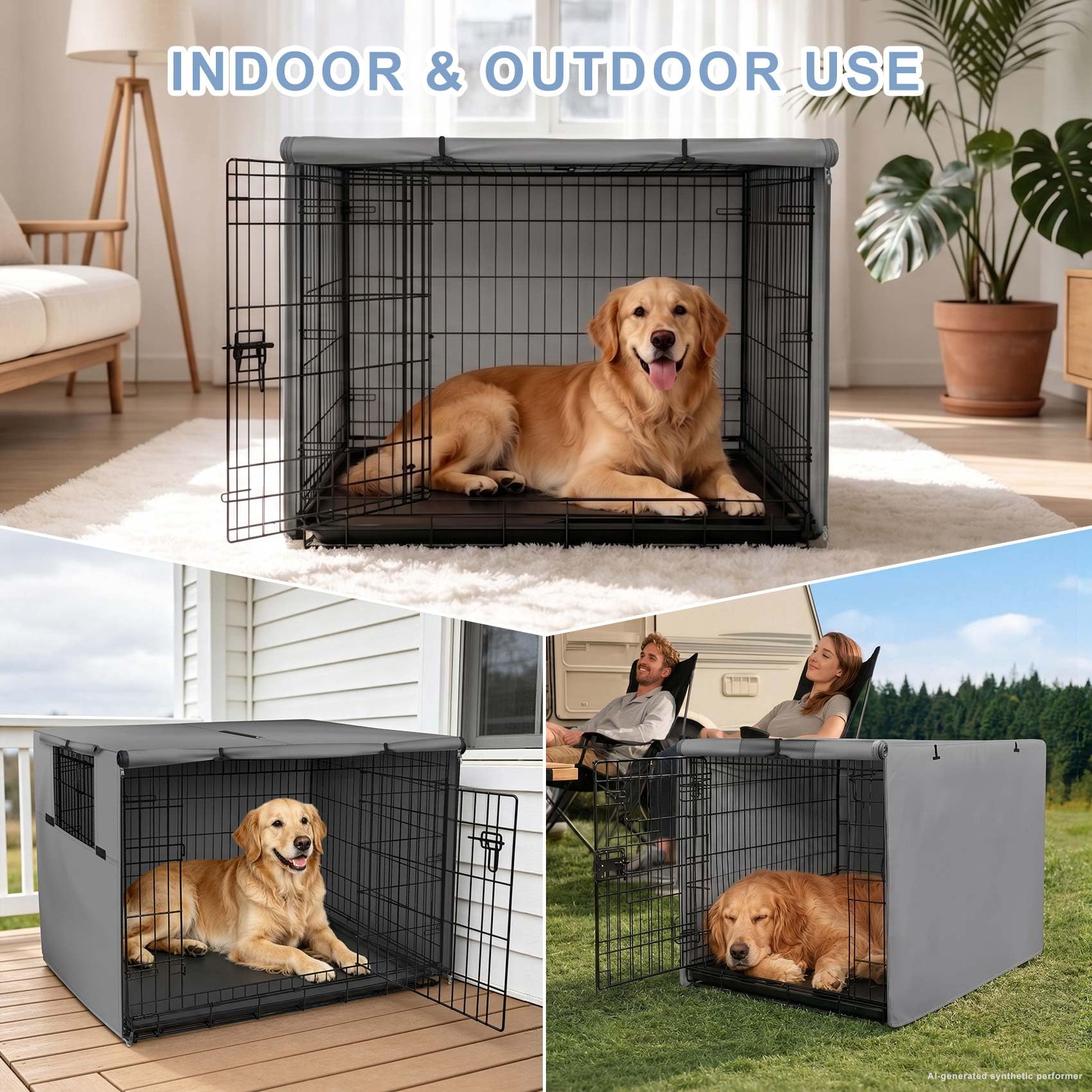 Explore Land Funda Duradera para Jaula de Perro, Funda de poliéster para Perrera, Ajuste Universal para jaulas de Alambre de 24 a 48 Pulgadas (36 Pulgadas (Paquete de 1), Funda Gris)