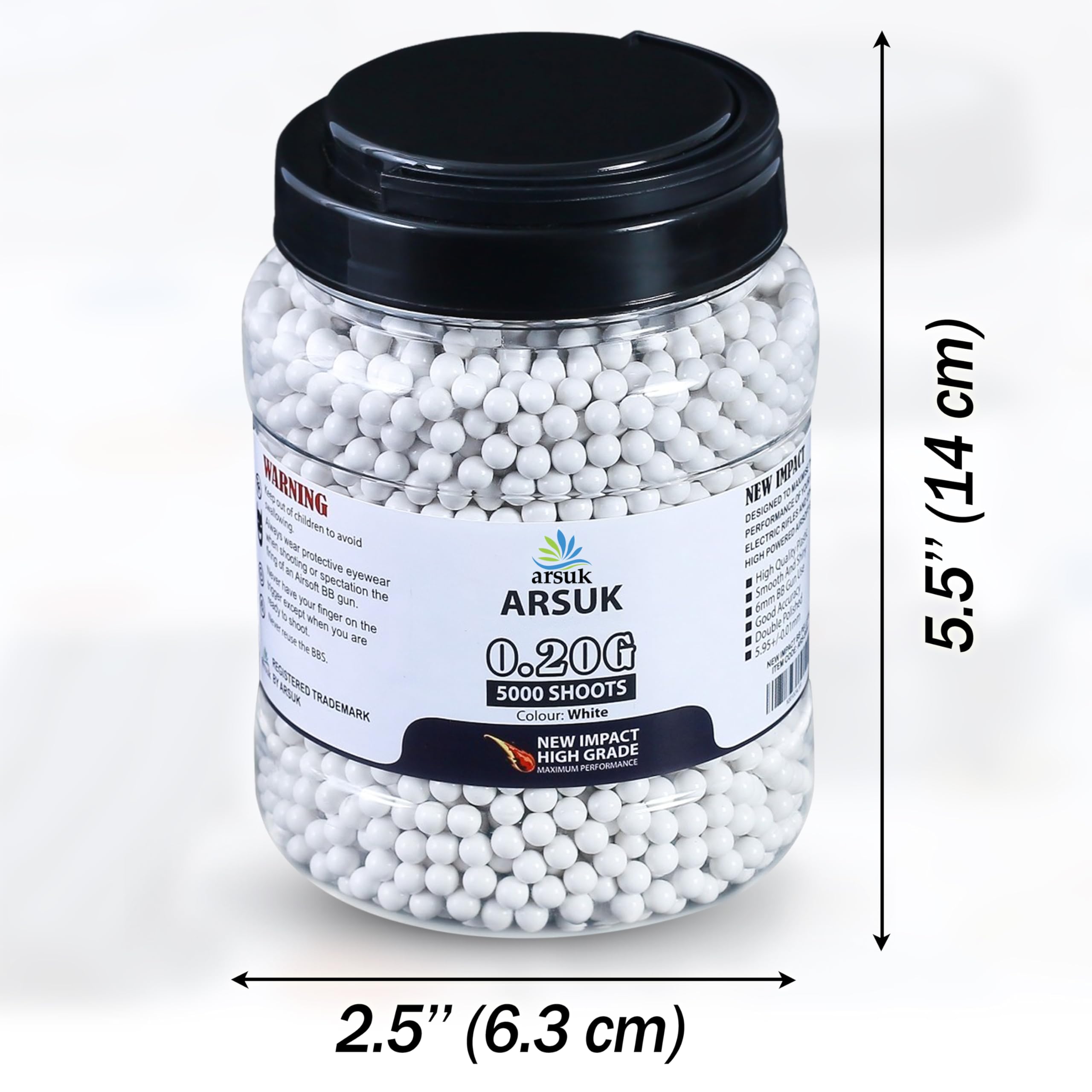 ARSUK Pallini Airsoft BB 6mm 0,20g – Ultra-lisci e senza saldature per precisione di tiro e allenamento tattico – Plastica ABS per prestazioni costanti