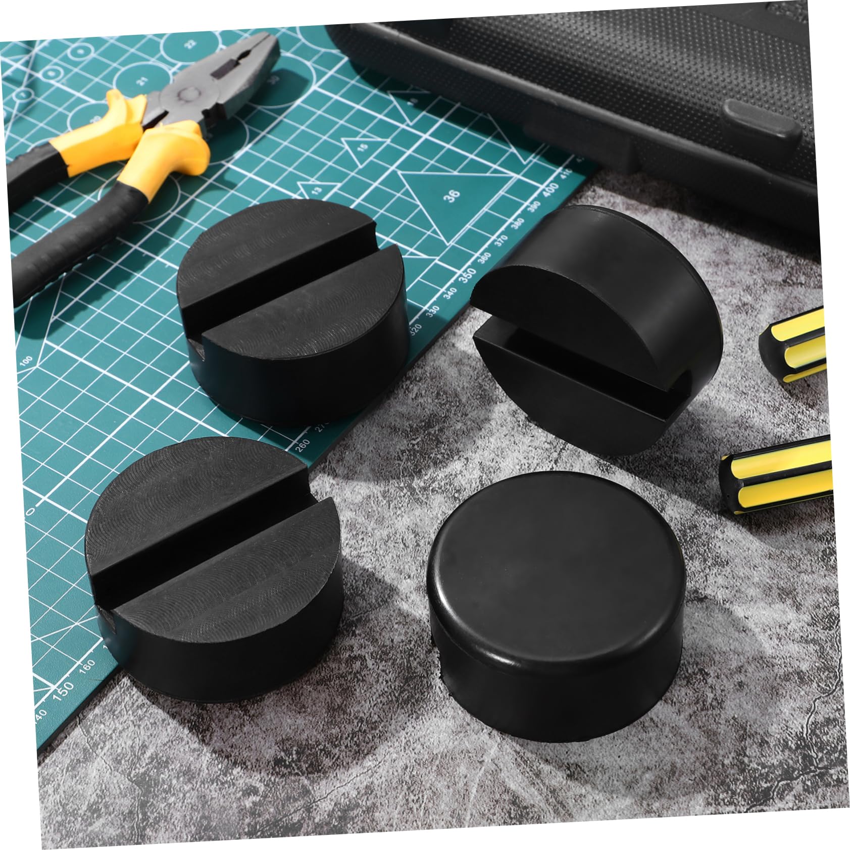 Cabilock 3 Set Blocco Di Gomma Gomme Cavalletto Veicolo Martinetto Per Auto Sollevatore Pastiglie Jack Pad Martinetti Per Jack Da Pavimento Accessori Gomma Da Cancellare Nero 4 Pezzi * 3