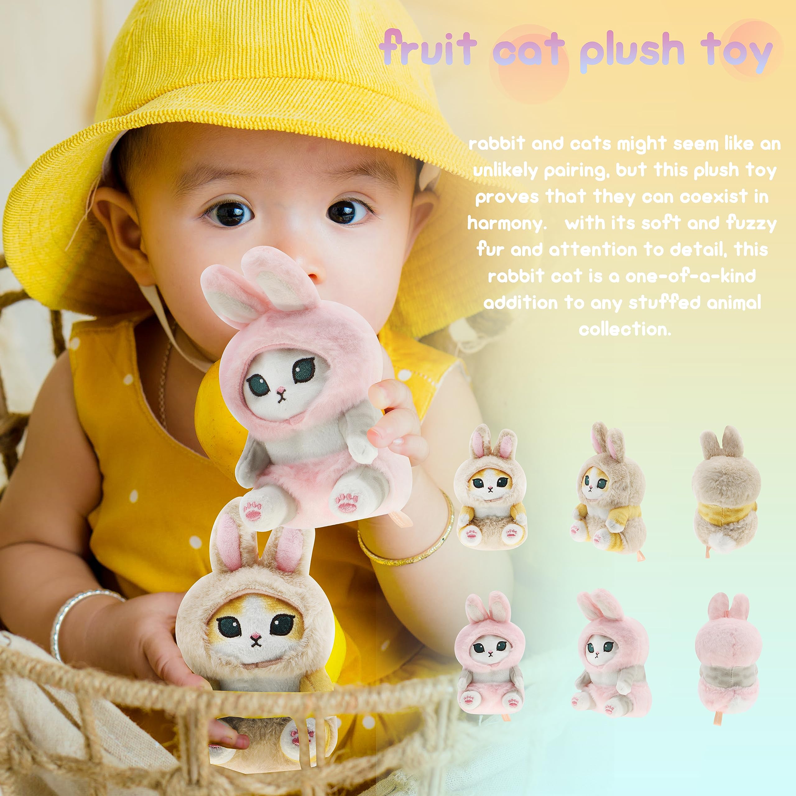 CNAANA Kawaii Shark Cat Plush Toy Stuffed Animal Doll, Soft Pillow for Boys & Girls (Cat-B, 20cm/7.8in)