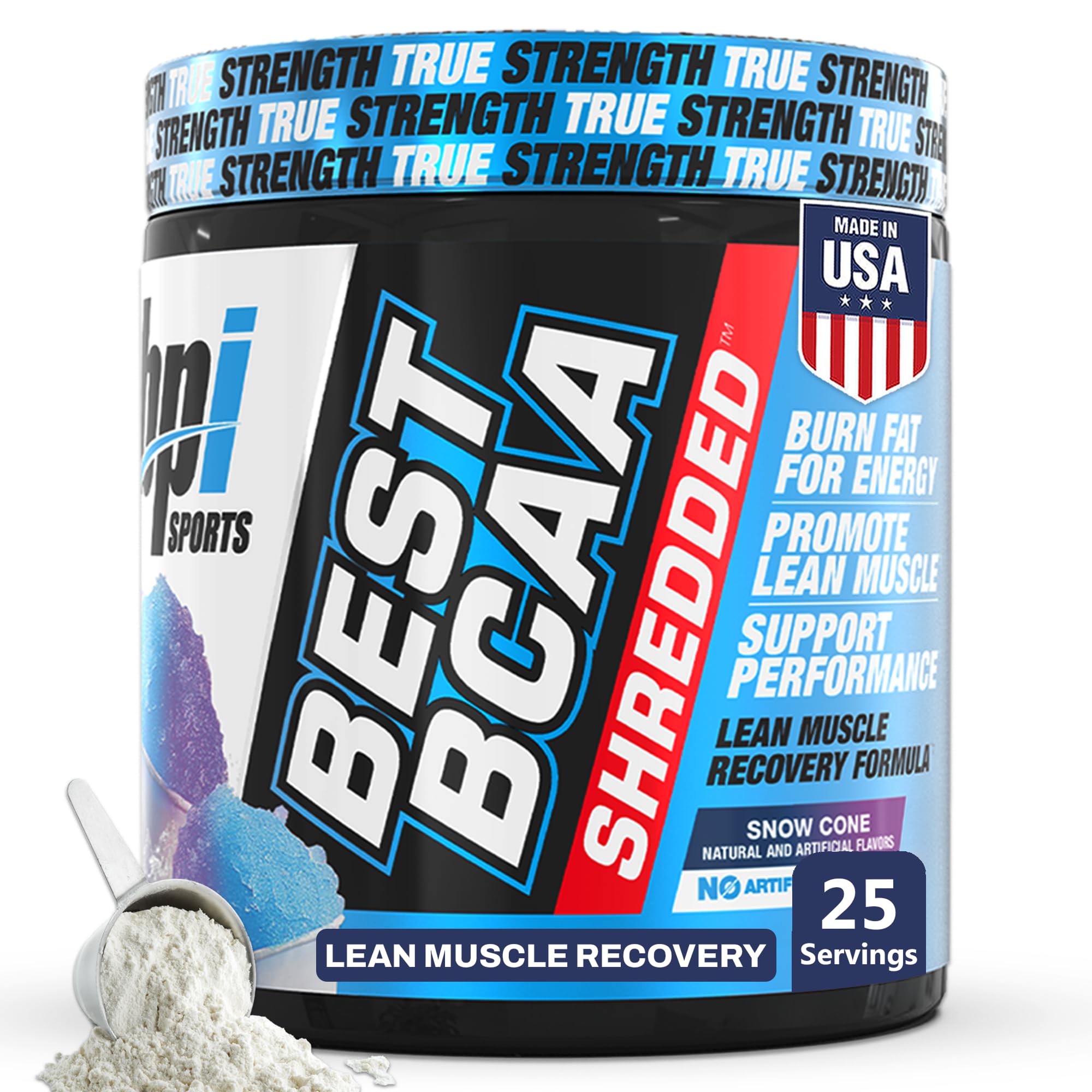 Best BCAA Shredded - Caffeine Free Thermogenic Recovery Drink, Lean Muscle Building BCAA Powder For Women and Men, Preworkout BCAAs Amino Acids Drink- Snow Cone - 25 Servings